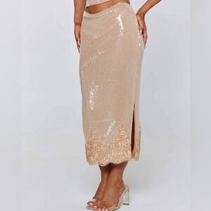 NWT Outcast SAELA MIDI SKIRT BEIGE size XS